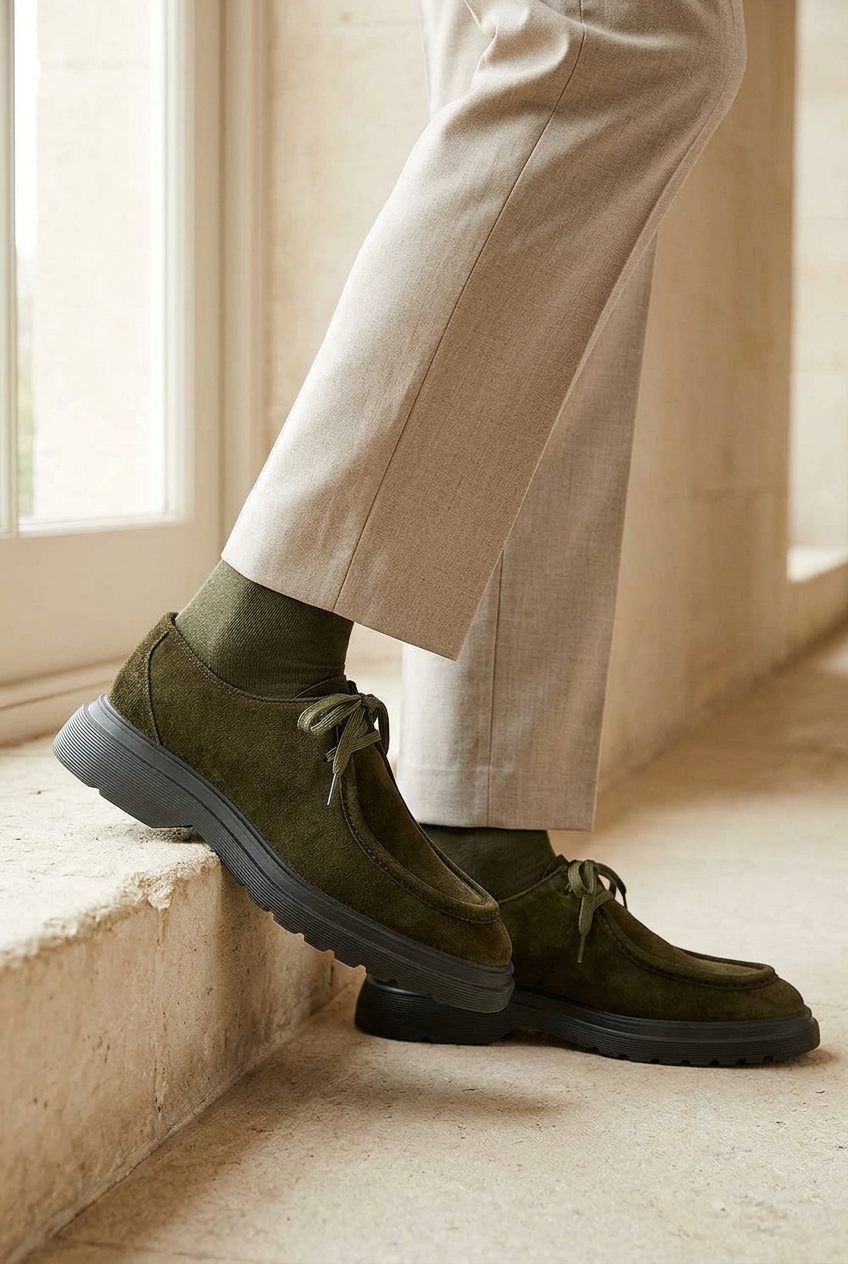 Handmade Suede Urban Derby Studio – Khaki