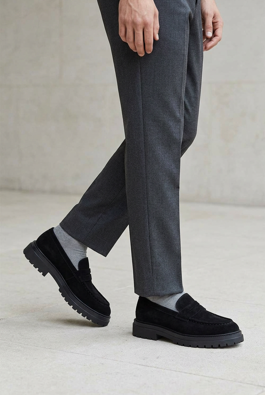 Handmade Suede Rock Loafers Studio – Black