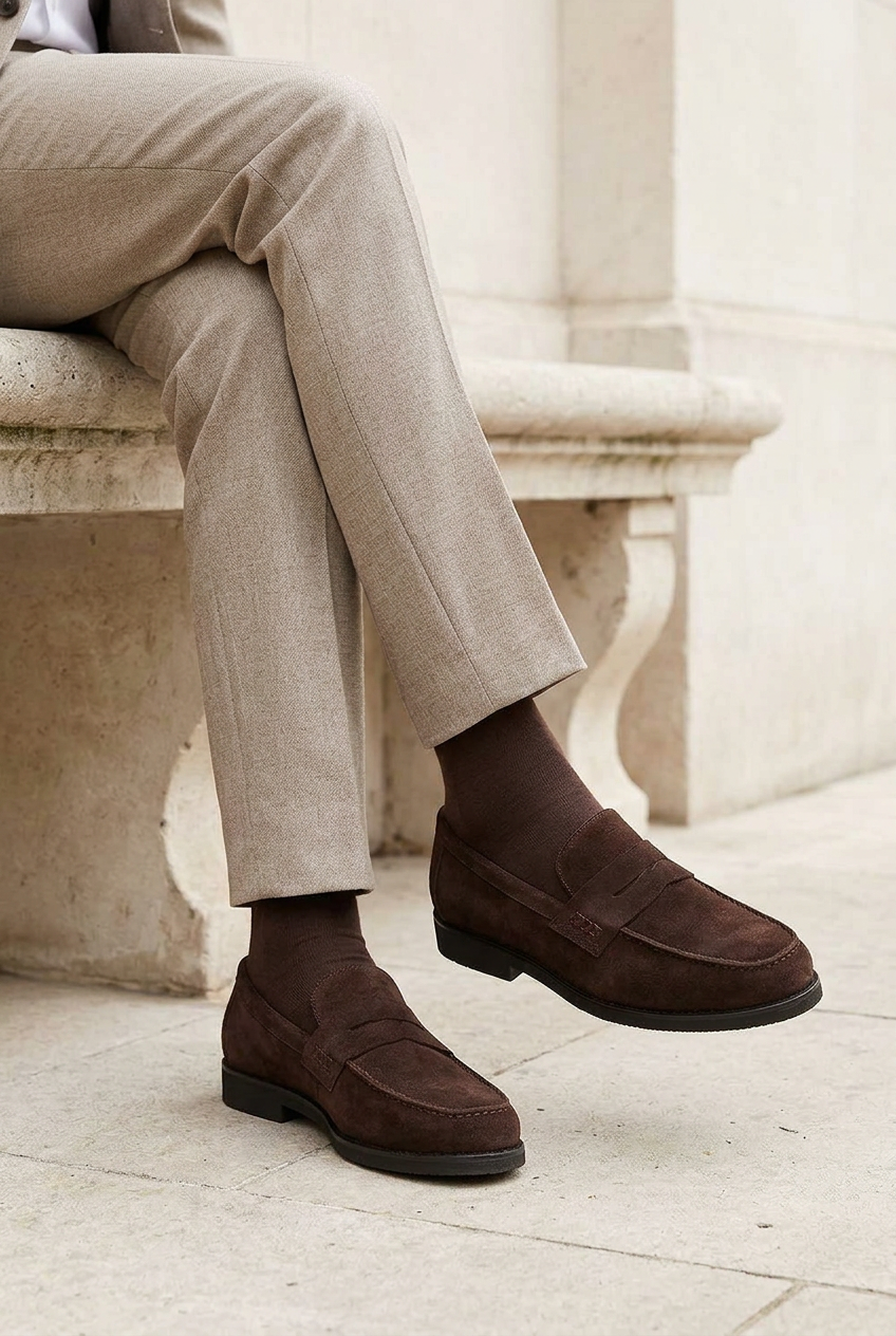 Handmade Flat Suede Urban Loafers Studio – Dark Brown