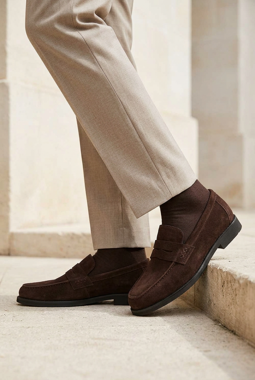 Handmade Flat Suede Urban Loafers Studio – Dark Brown
