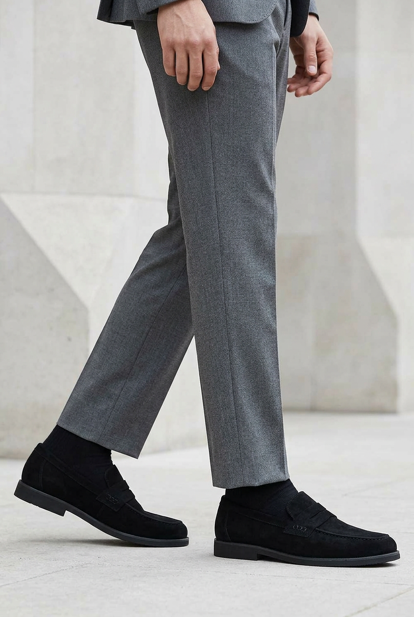 Handmade Flat Suede Urban Loafers Studio – Black