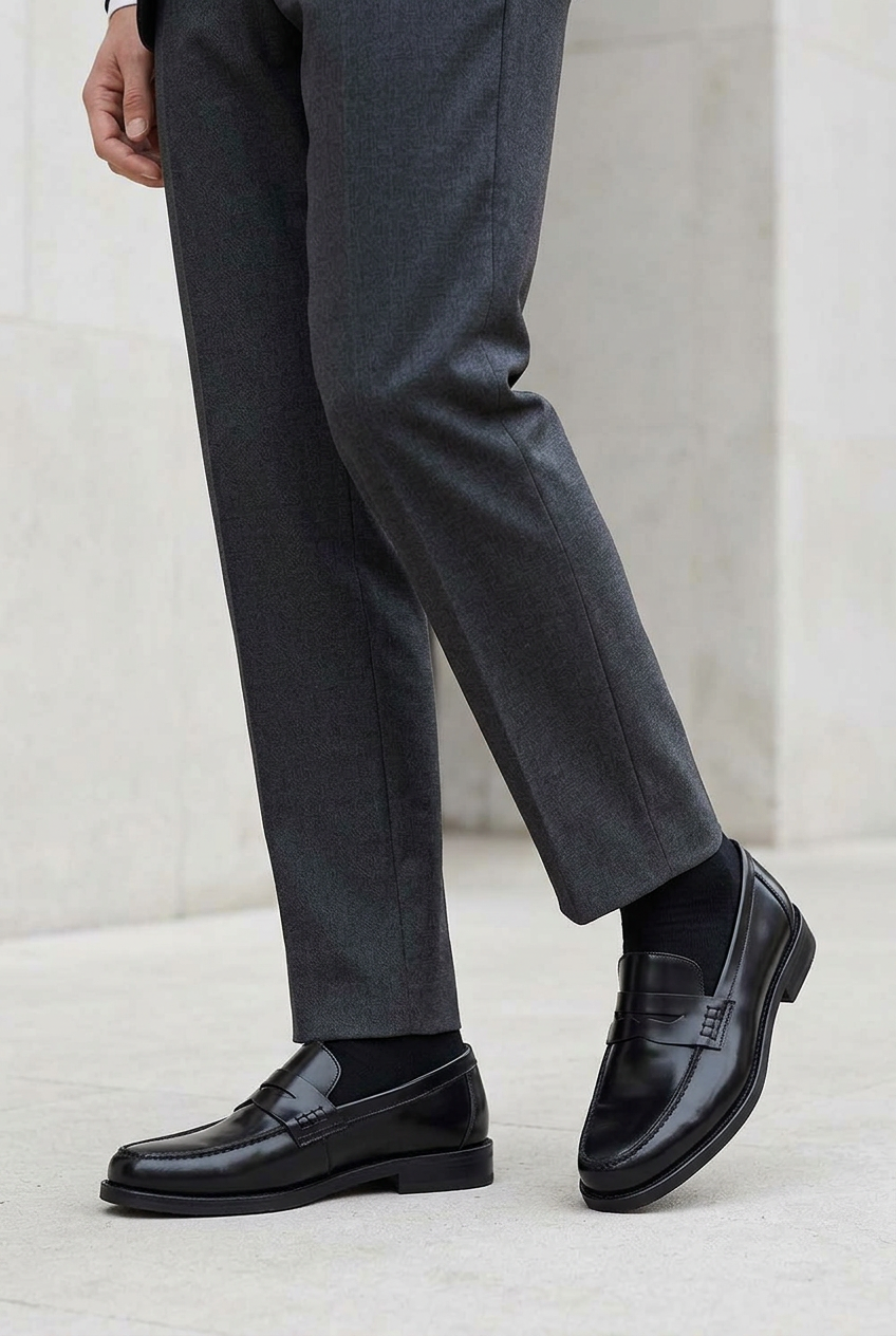 Χειροποίητα Παπούτσια Leather Classic Loafers Studio – Μαύρο