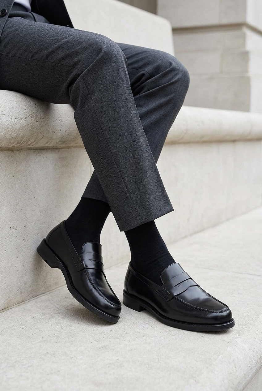 Χειροποίητα Παπούτσια Leather Classic Loafers Studio – Μαύρο