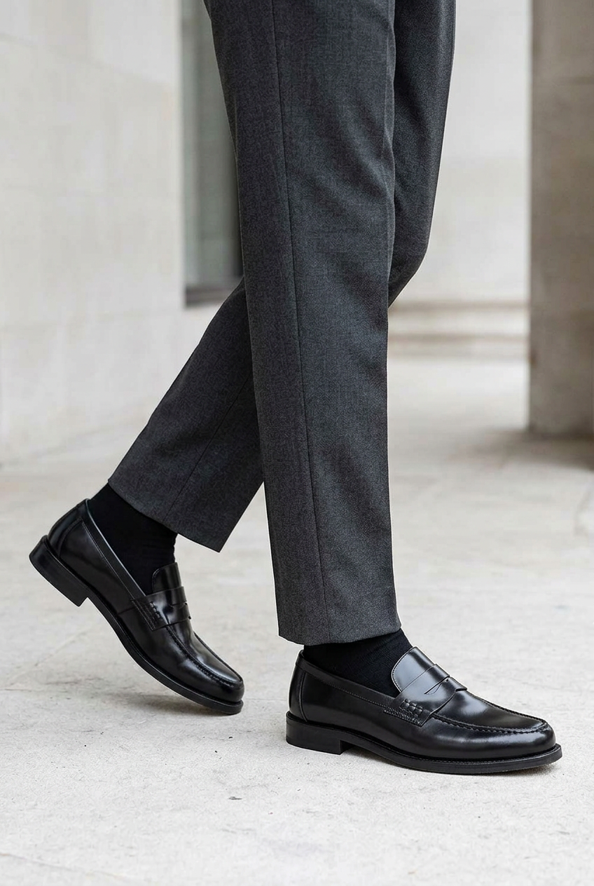 Χειροποίητα Παπούτσια Leather Classic Loafers Studio – Μαύρο