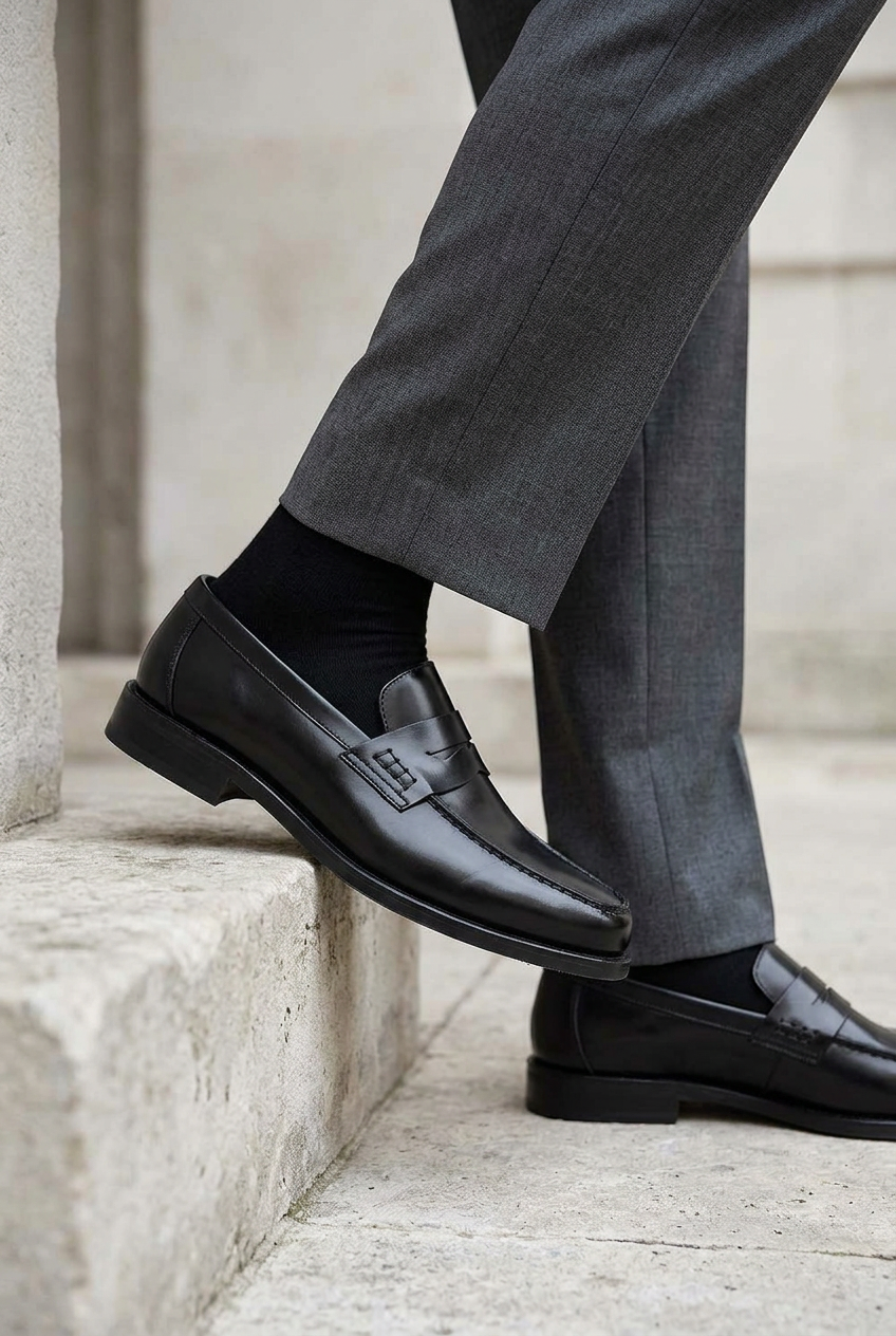 Χειροποίητα Παπούτσια Leather Classic Loafers Studio – Μαύρο
