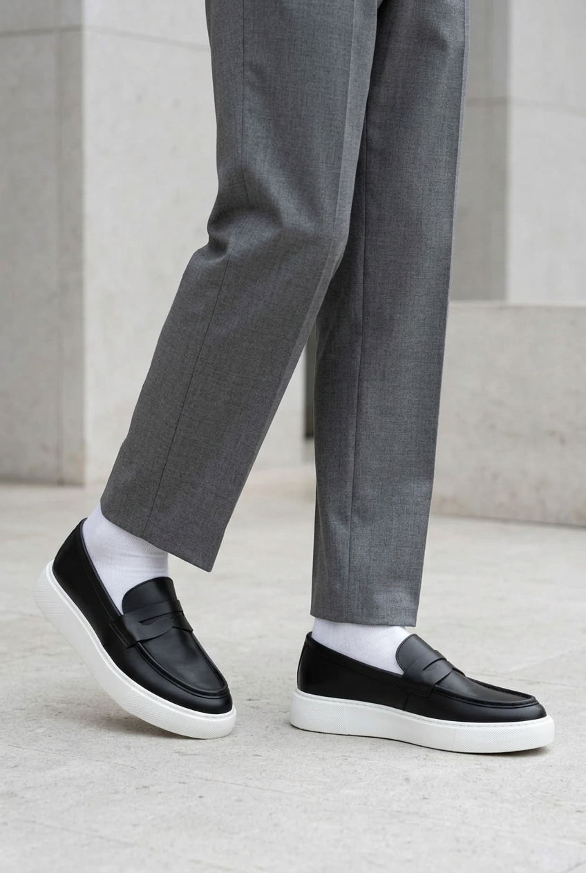 Handmade Leather Penny Loafers Studio – Black