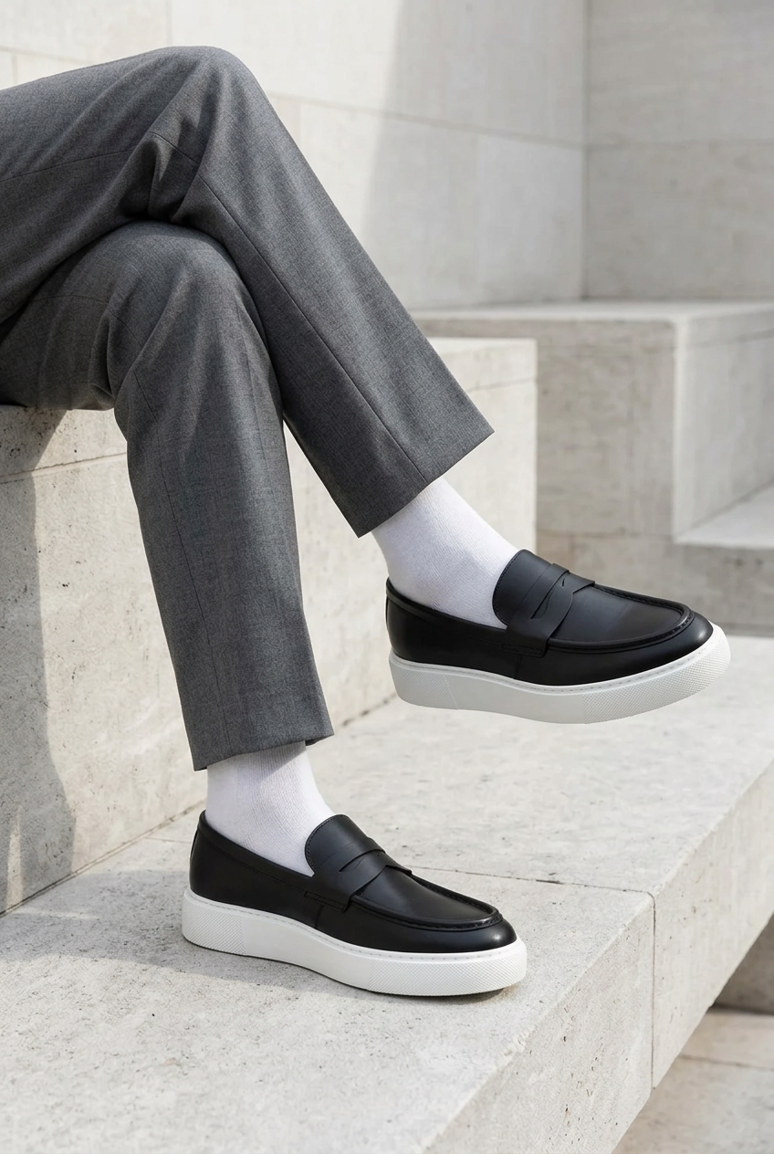 Handmade Leather Penny Loafers Studio – Black