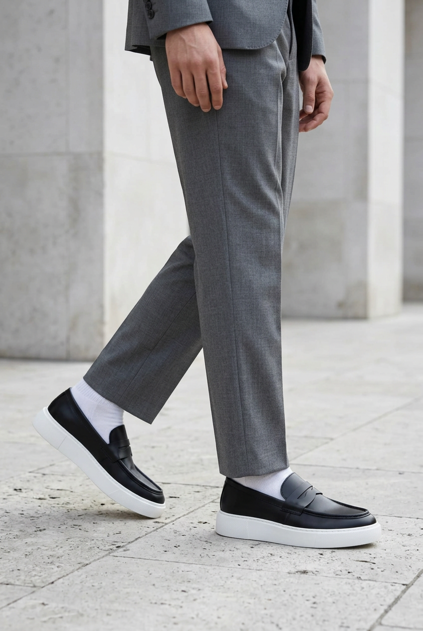 Handmade Leather Penny Loafers Studio – Black