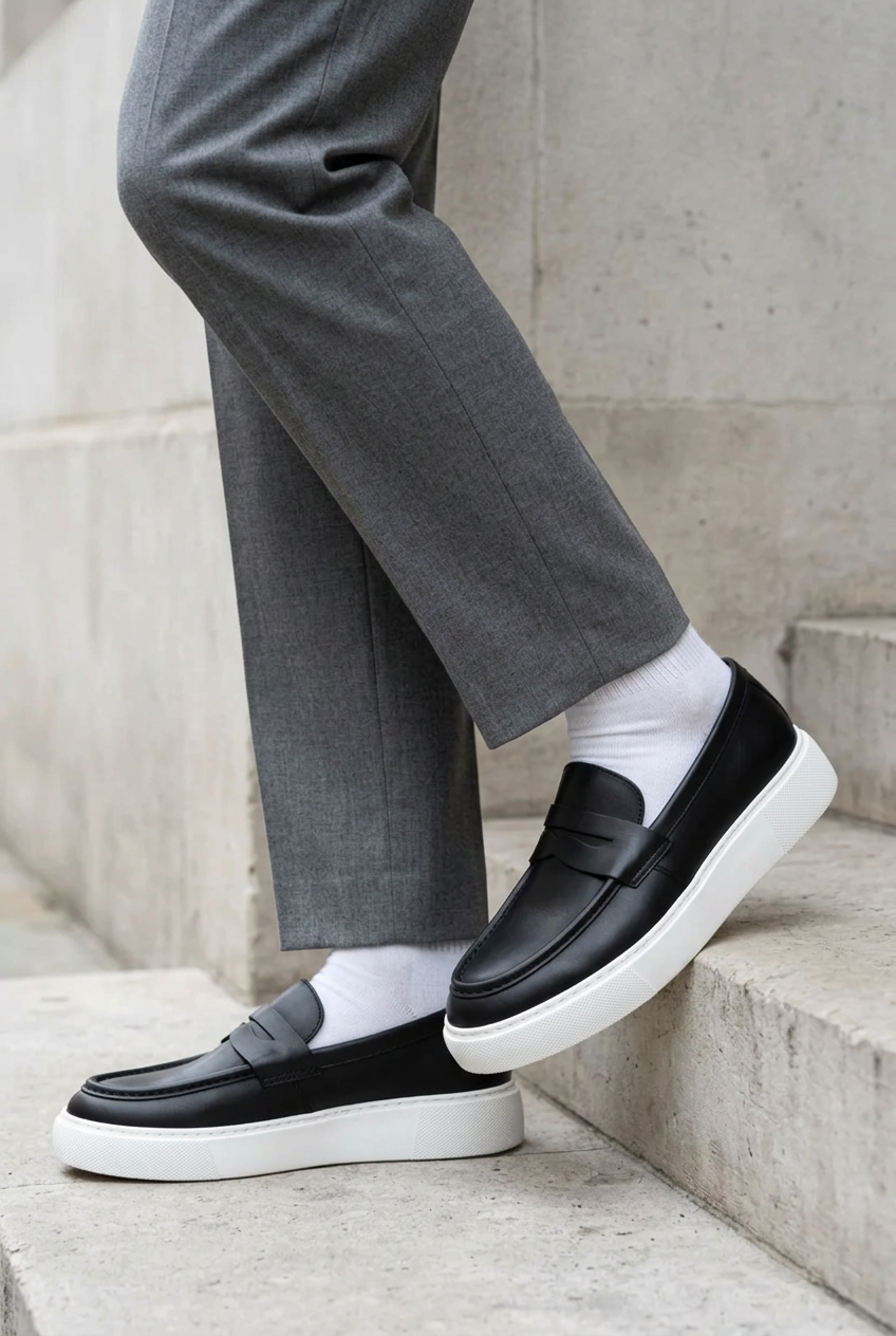Handmade Leather Penny Loafers Studio – Black