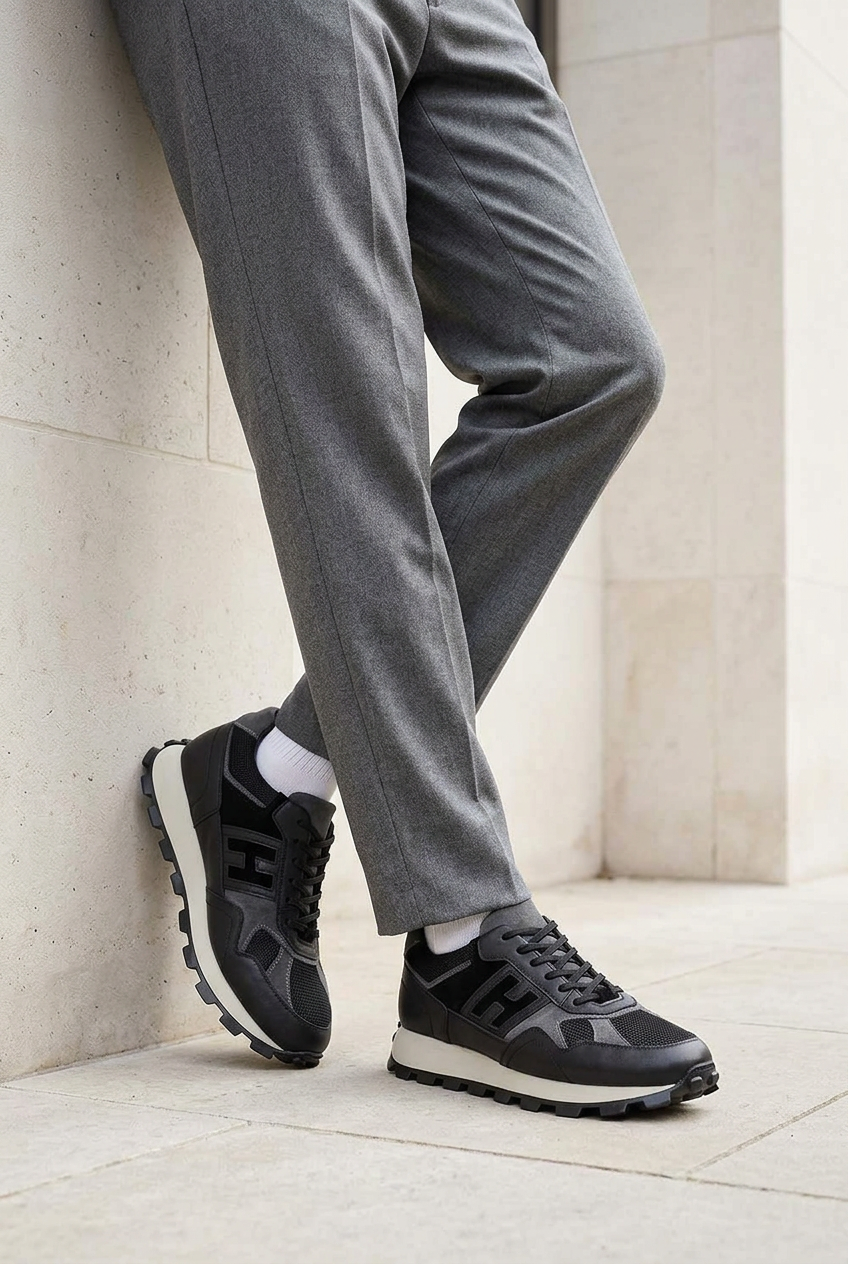 Αθλητικά Παπούτσια Suede Retro Runner Studio – Μαύρο