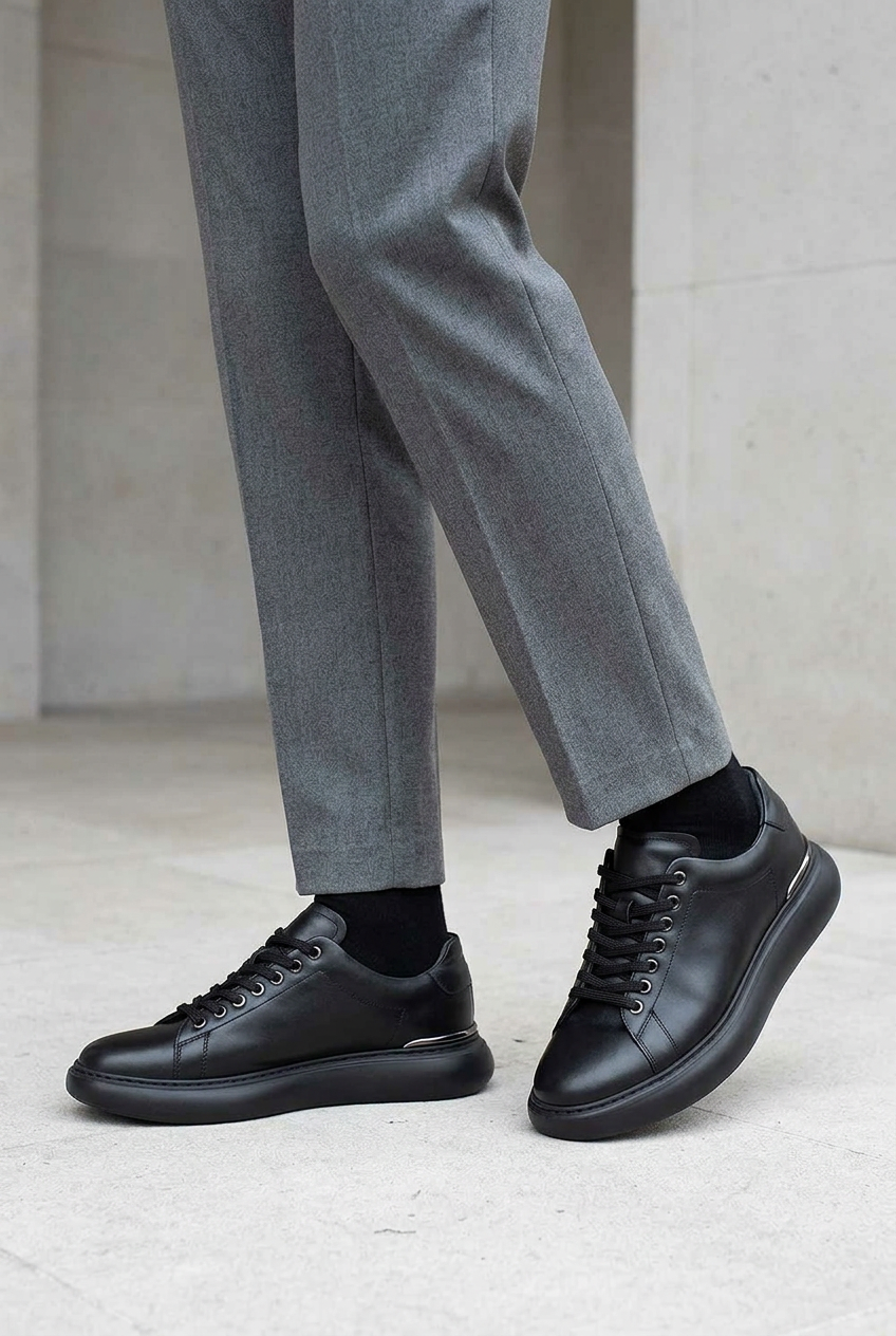 Leather Urban Sneakers Studio – Black