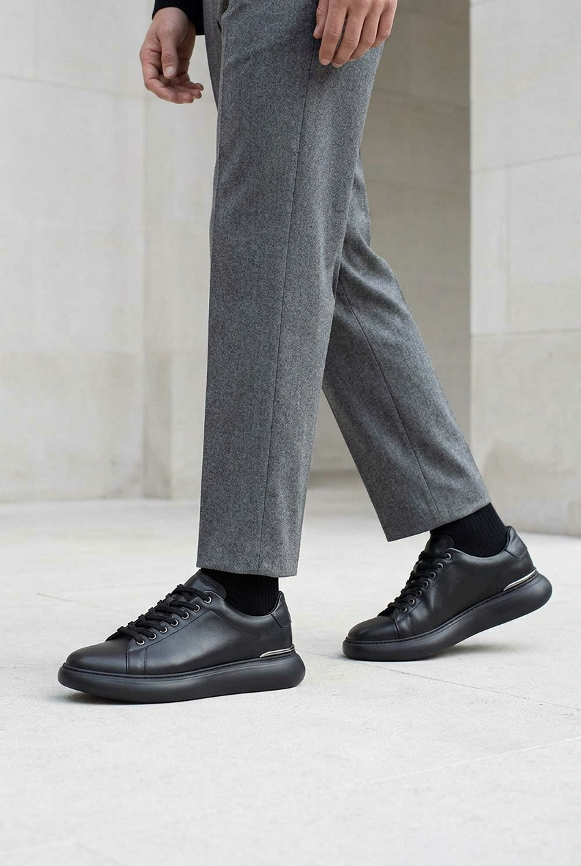 Leather Urban Sneakers Studio – Black