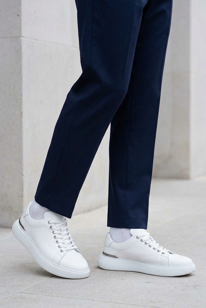 Handmade Leather Urban Sneakers Studio – White