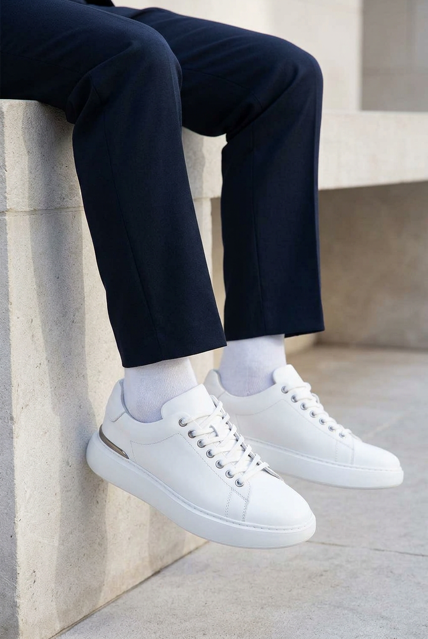 Handmade Leather Urban Sneakers Studio – White