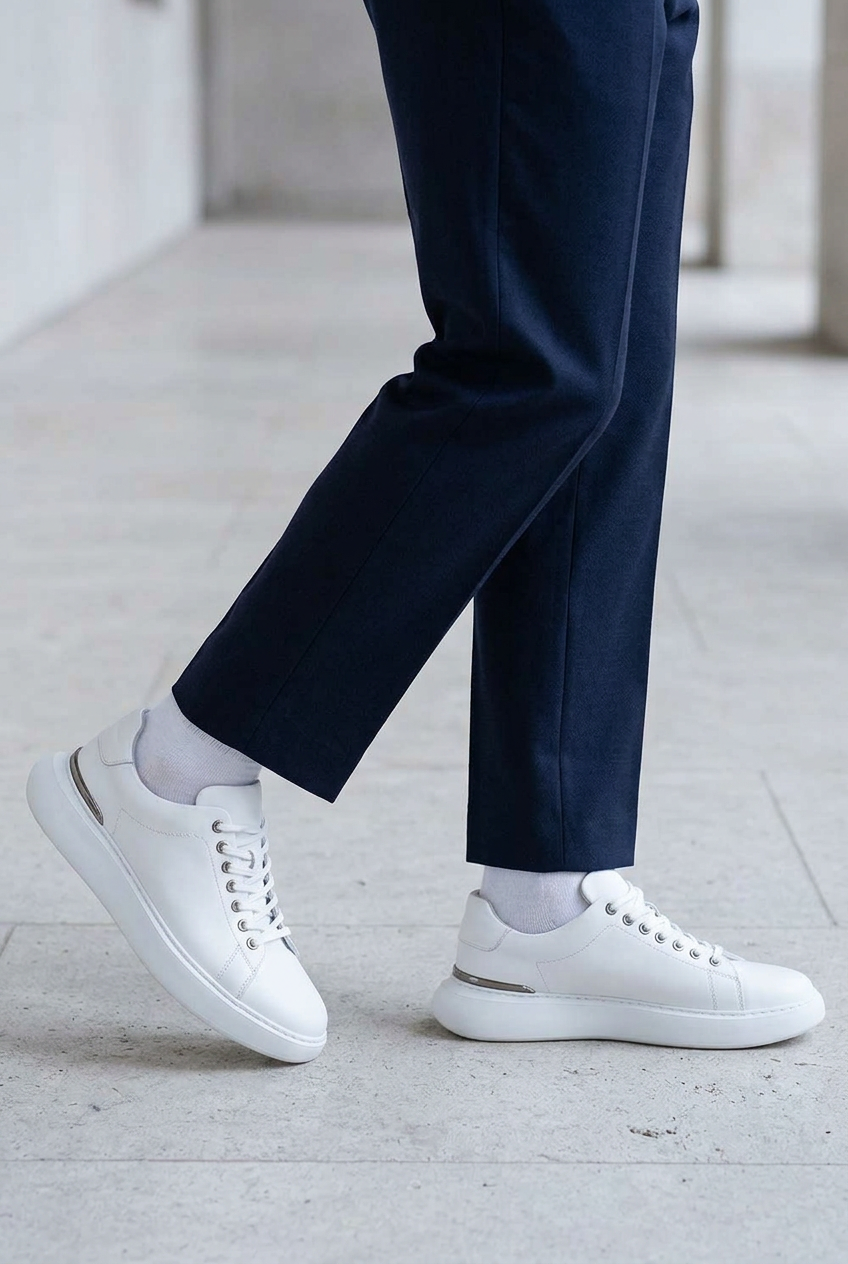 Handmade Leather Urban Sneakers Studio – White