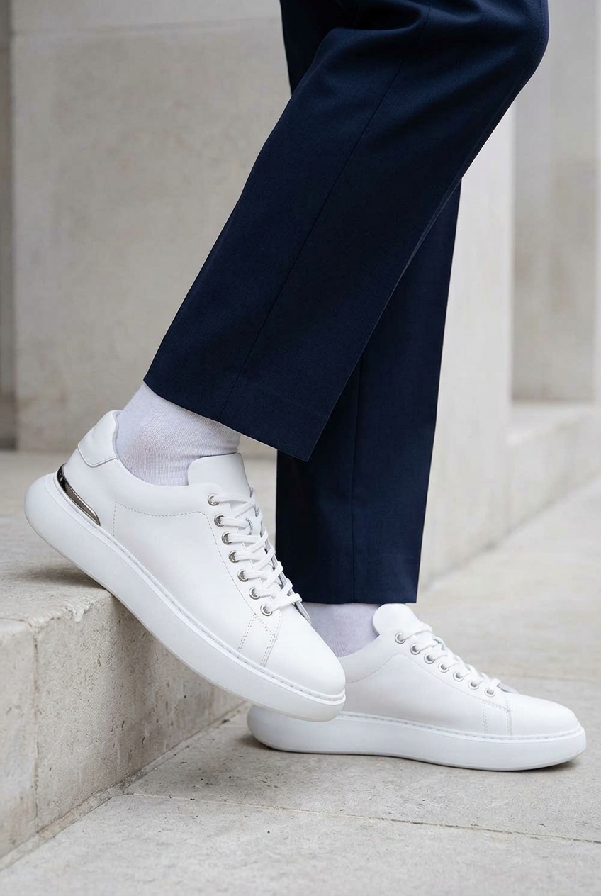 Handmade Leather Urban Sneakers Studio – White
