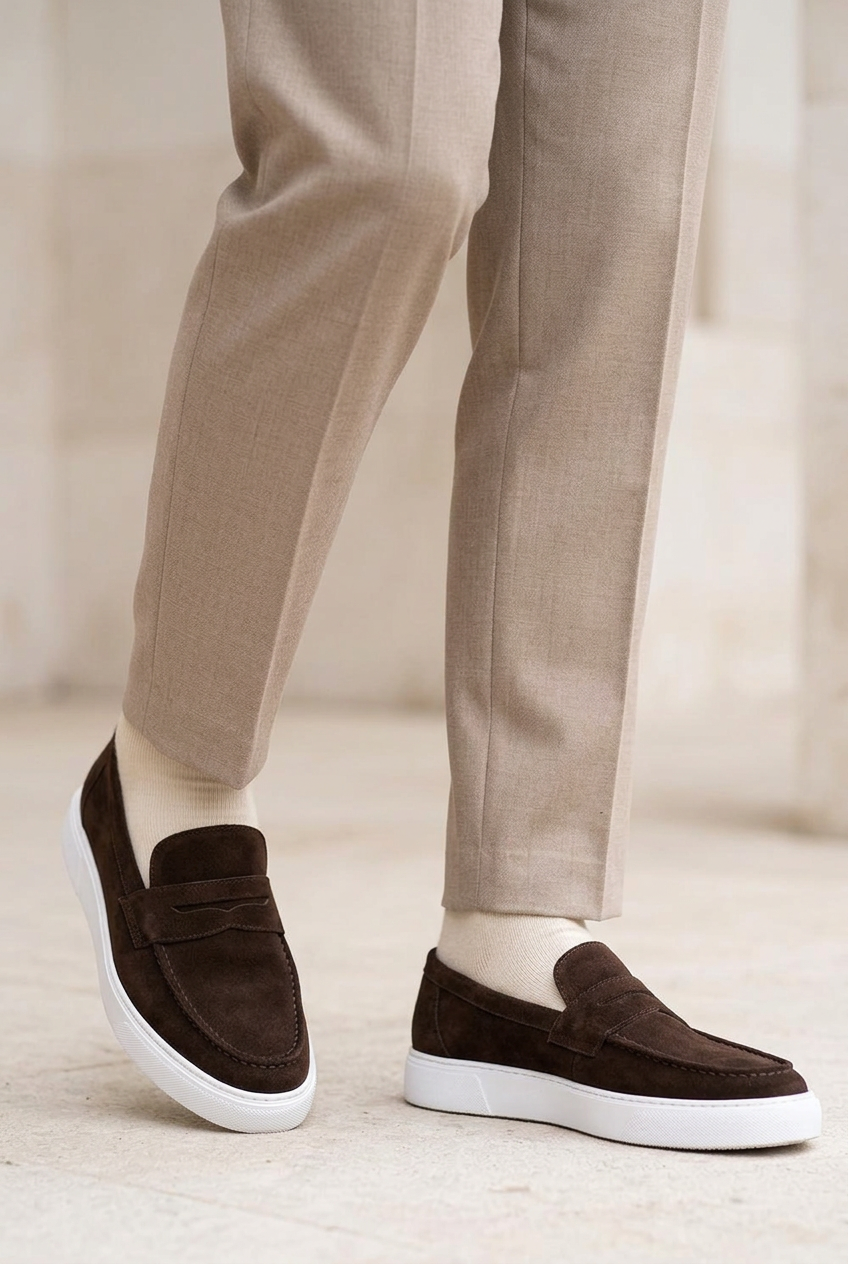 Χειροποίητα Παπούτσια  Suede Urban Loafers Studio – Καφέ