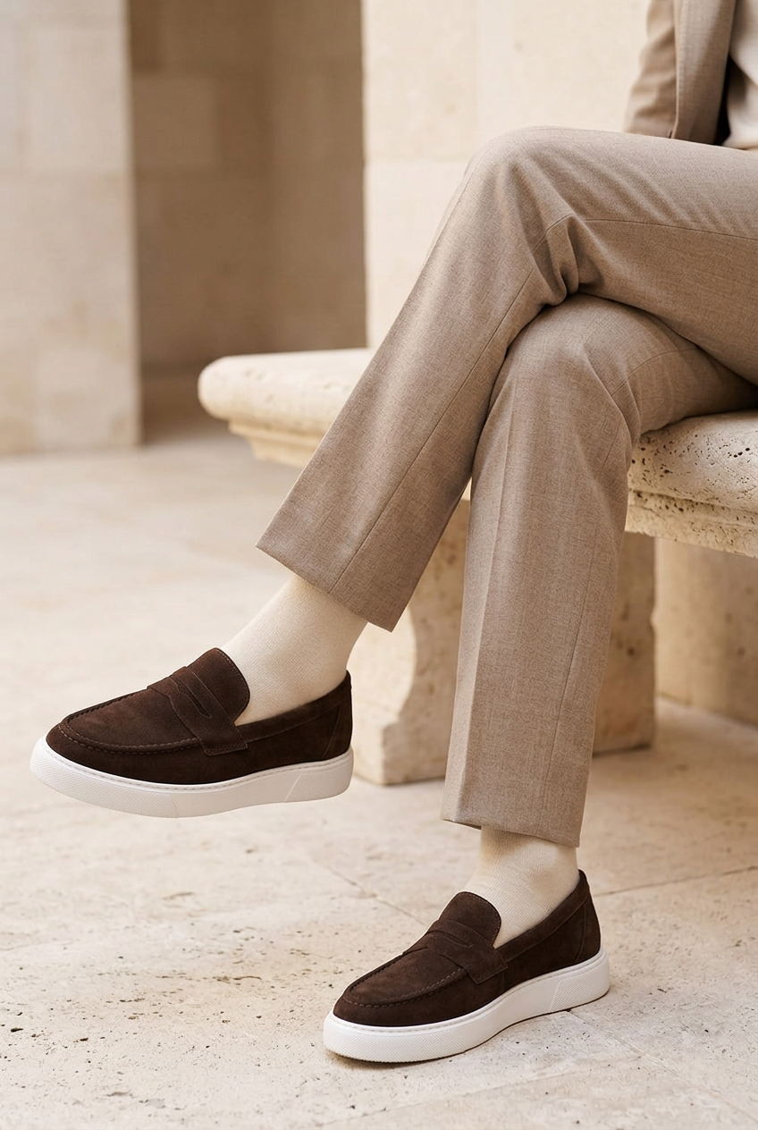 Χειροποίητα Παπούτσια  Suede Urban Loafers Studio – Καφέ