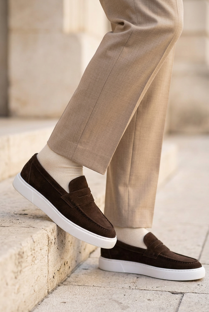 Χειροποίητα Παπούτσια  Suede Urban Loafers Studio – Καφέ