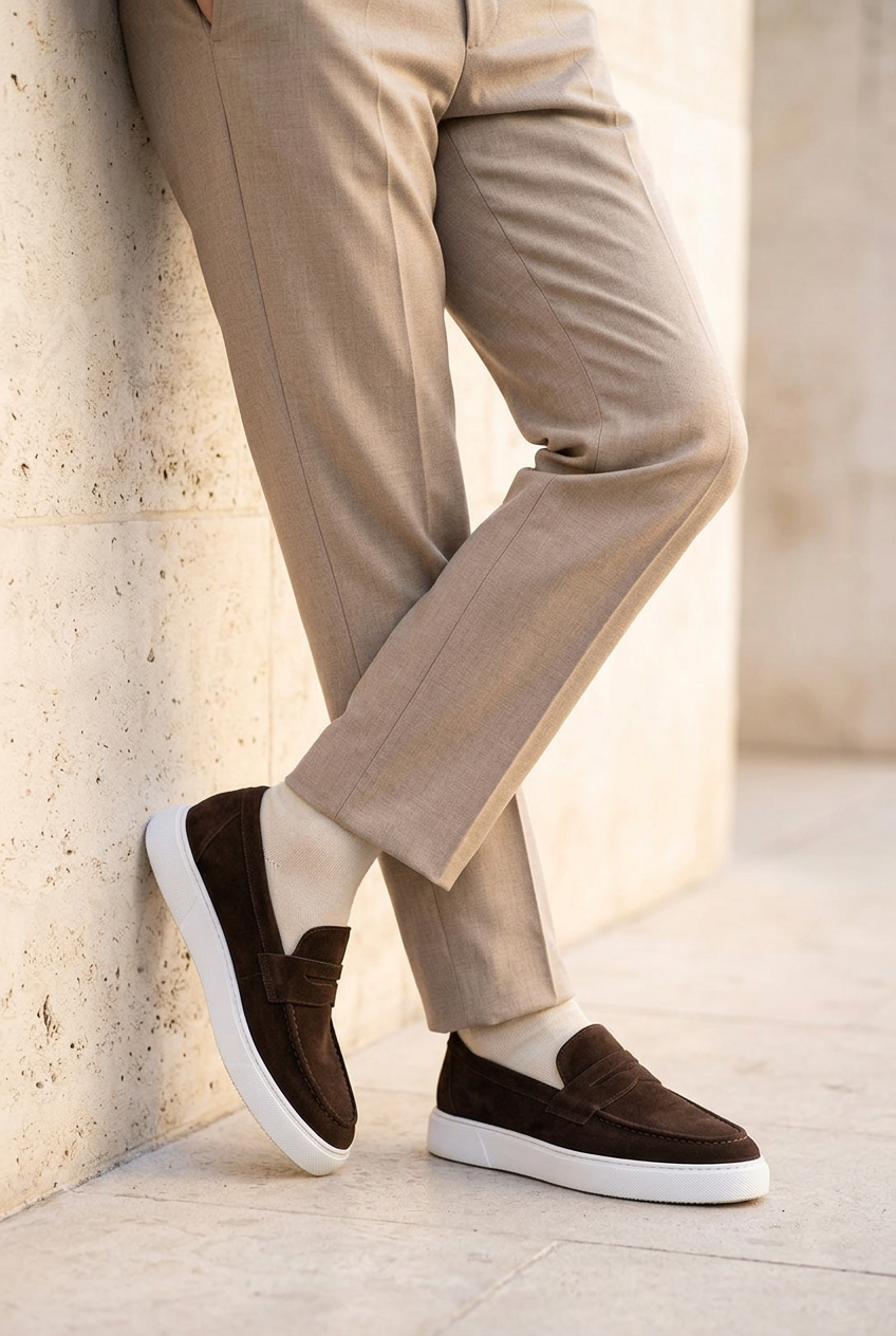 Χειροποίητα Παπούτσια  Suede Urban Loafers Studio – Καφέ