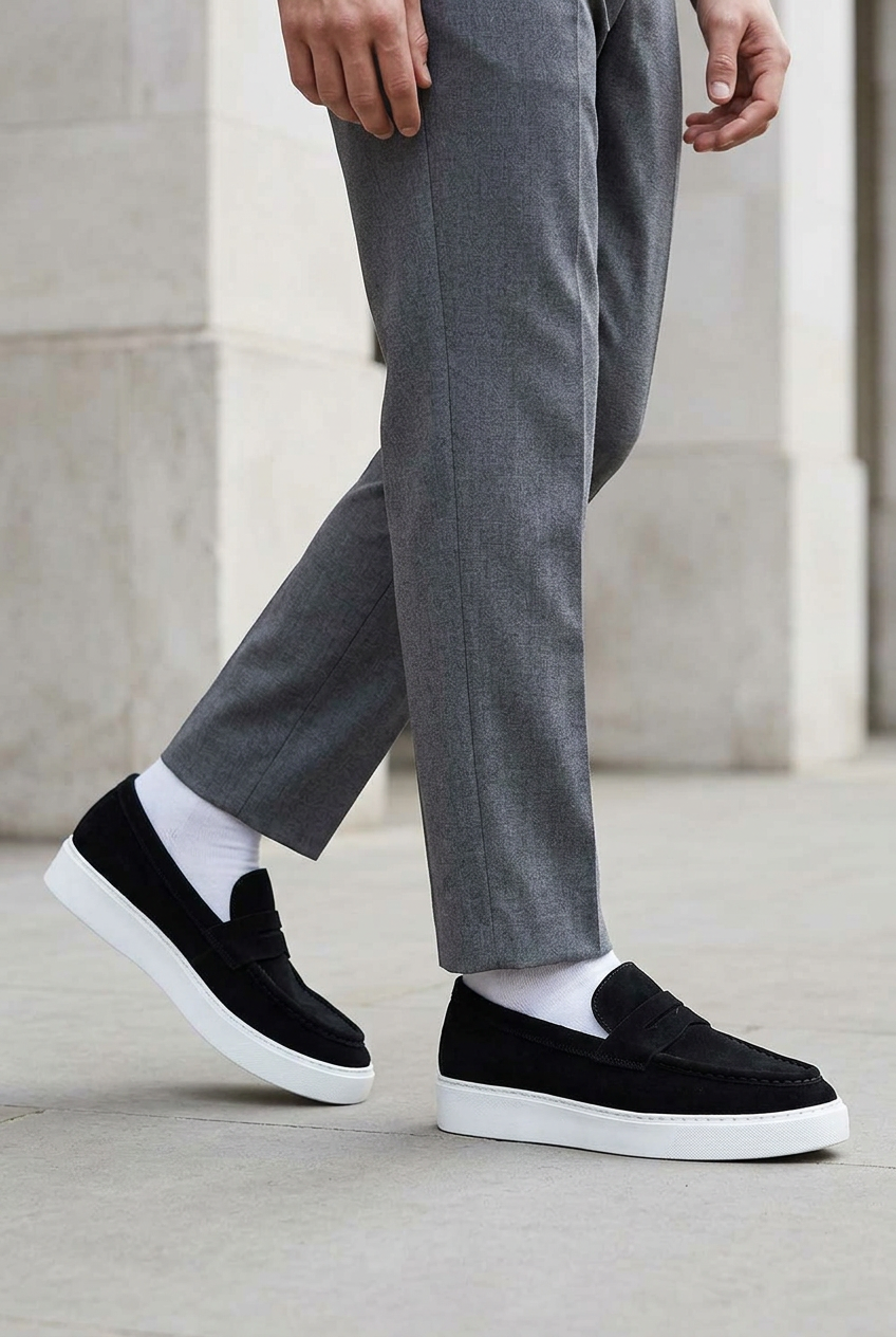 Handmade Suede Urban Loafers Studio – Black
