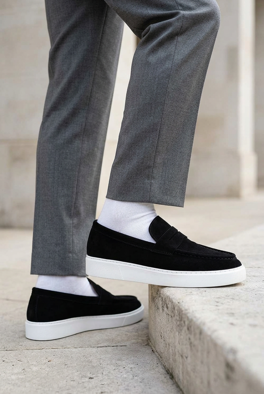 Handmade Suede Urban Loafers Studio – Black