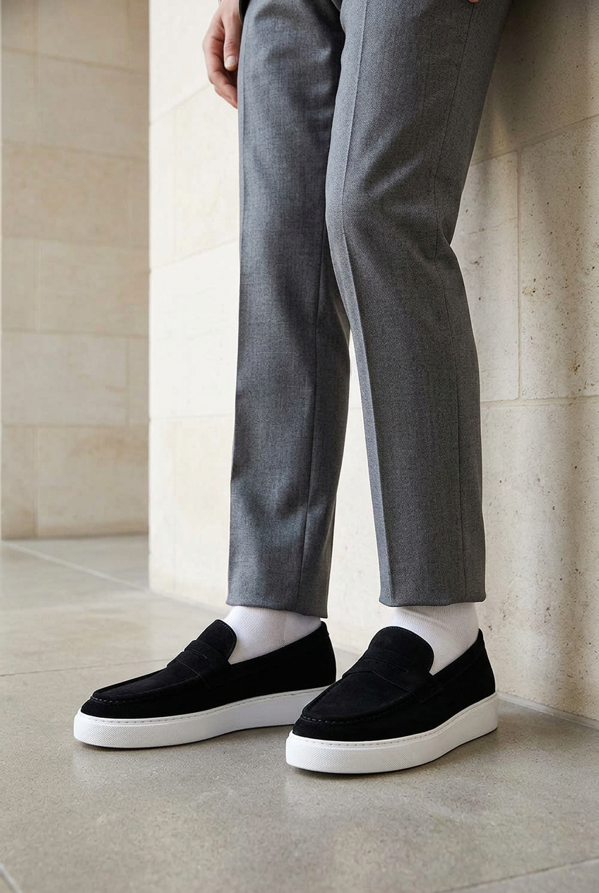 Handmade Suede Urban Loafers Studio – Black