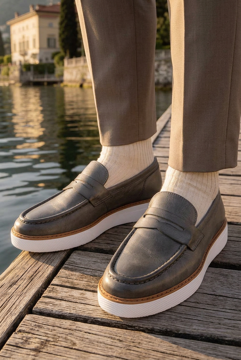 Handmade Leather Penny Loafers Studio – Dark Khaki