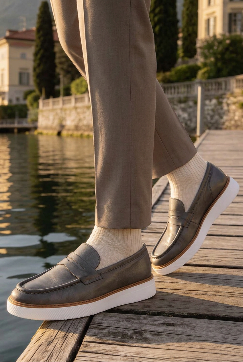 Handmade Leather Penny Loafers Studio – Dark Khaki