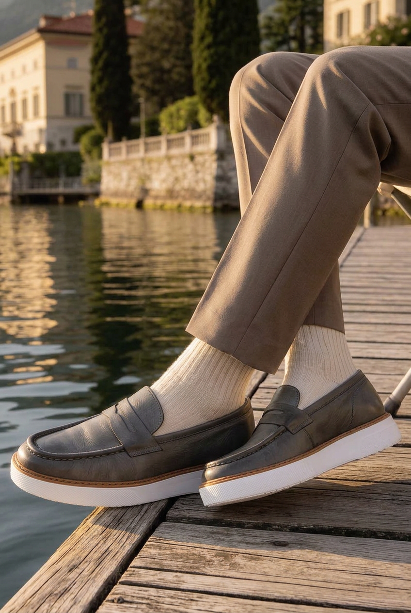 Handmade Leather Penny Loafers Studio – Dark Khaki
