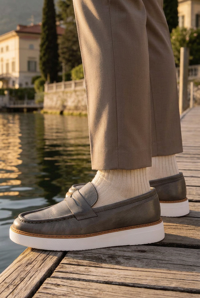 Handmade Leather Penny Loafers Studio – Dark Khaki