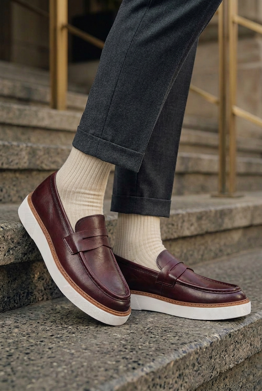 Handmade Leather Penny Loafers Studio – Burgundy