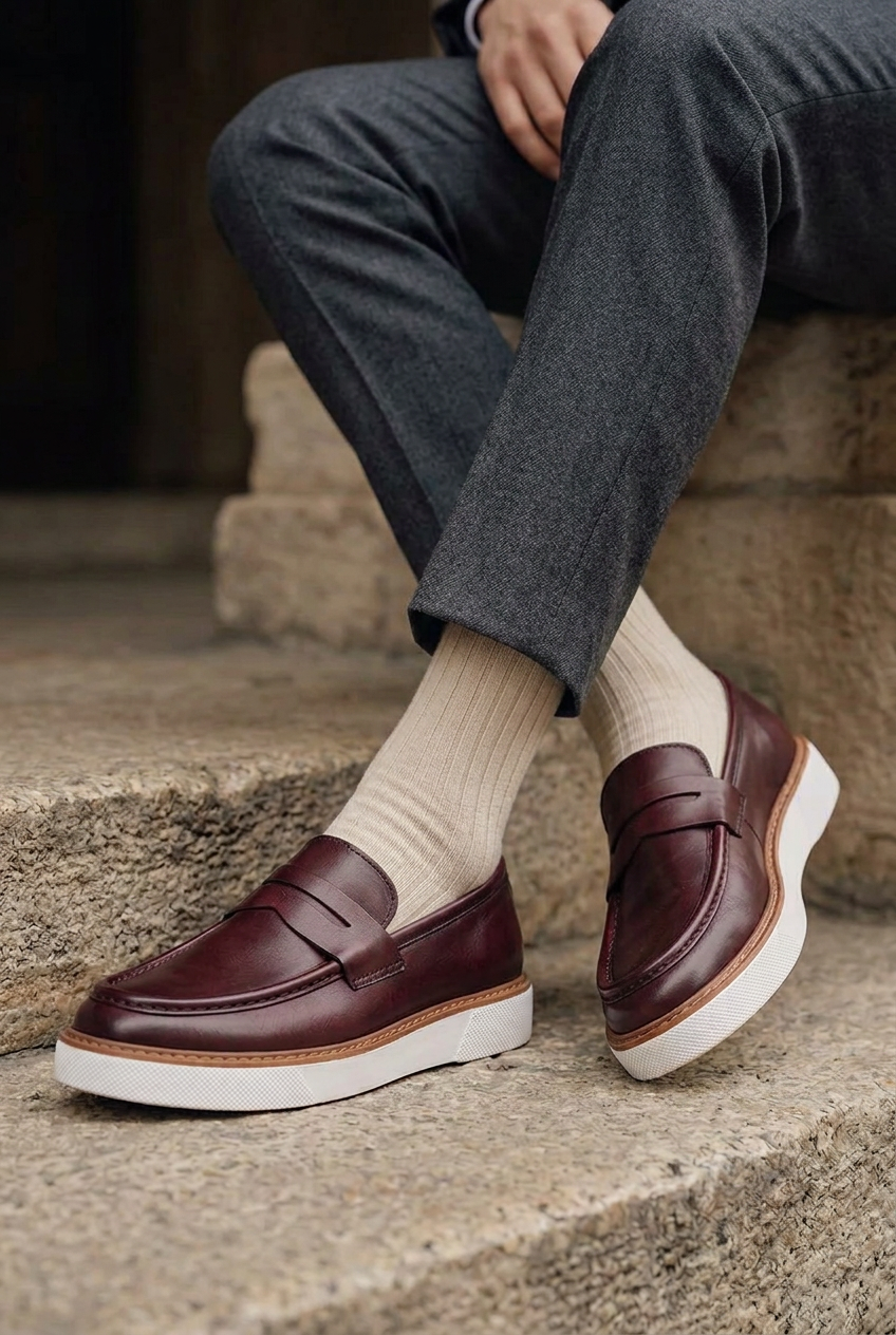 Handmade Leather Penny Loafers Studio – Burgundy