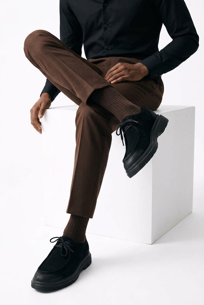 Premium Suede Chunky Derby – Black