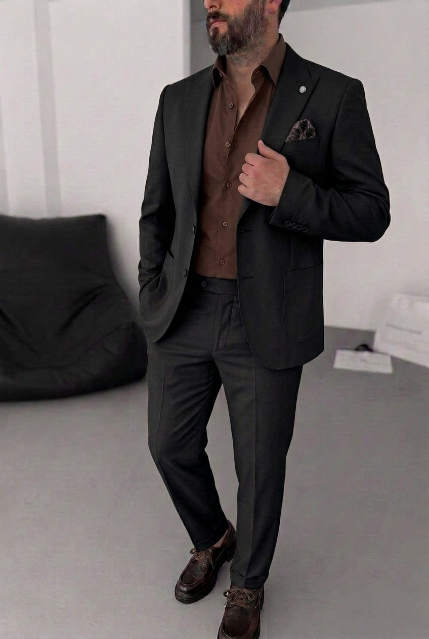 Ανδρικό Σακάκι DELMONT Premium Tailoring Μαύρο