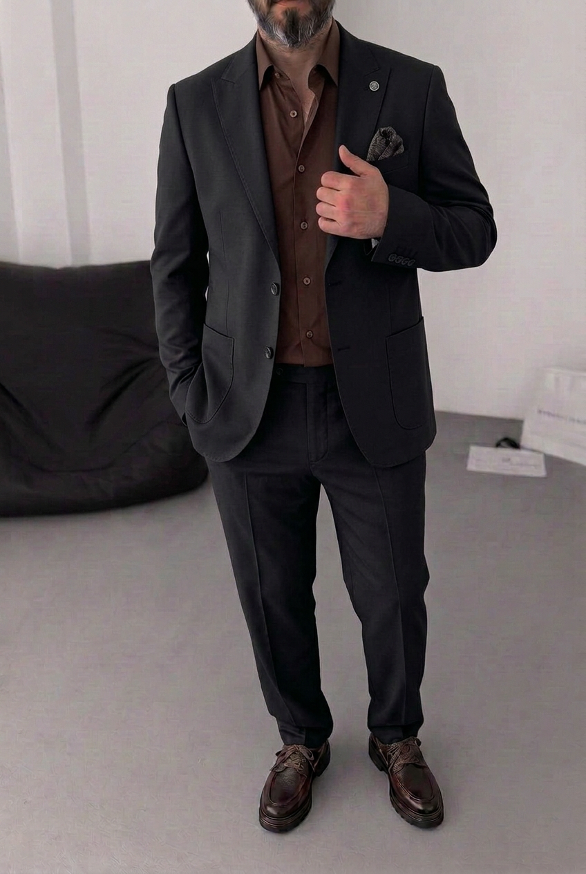 Ανδρικό Σακάκι DELMONT Premium Tailoring Μαύρο