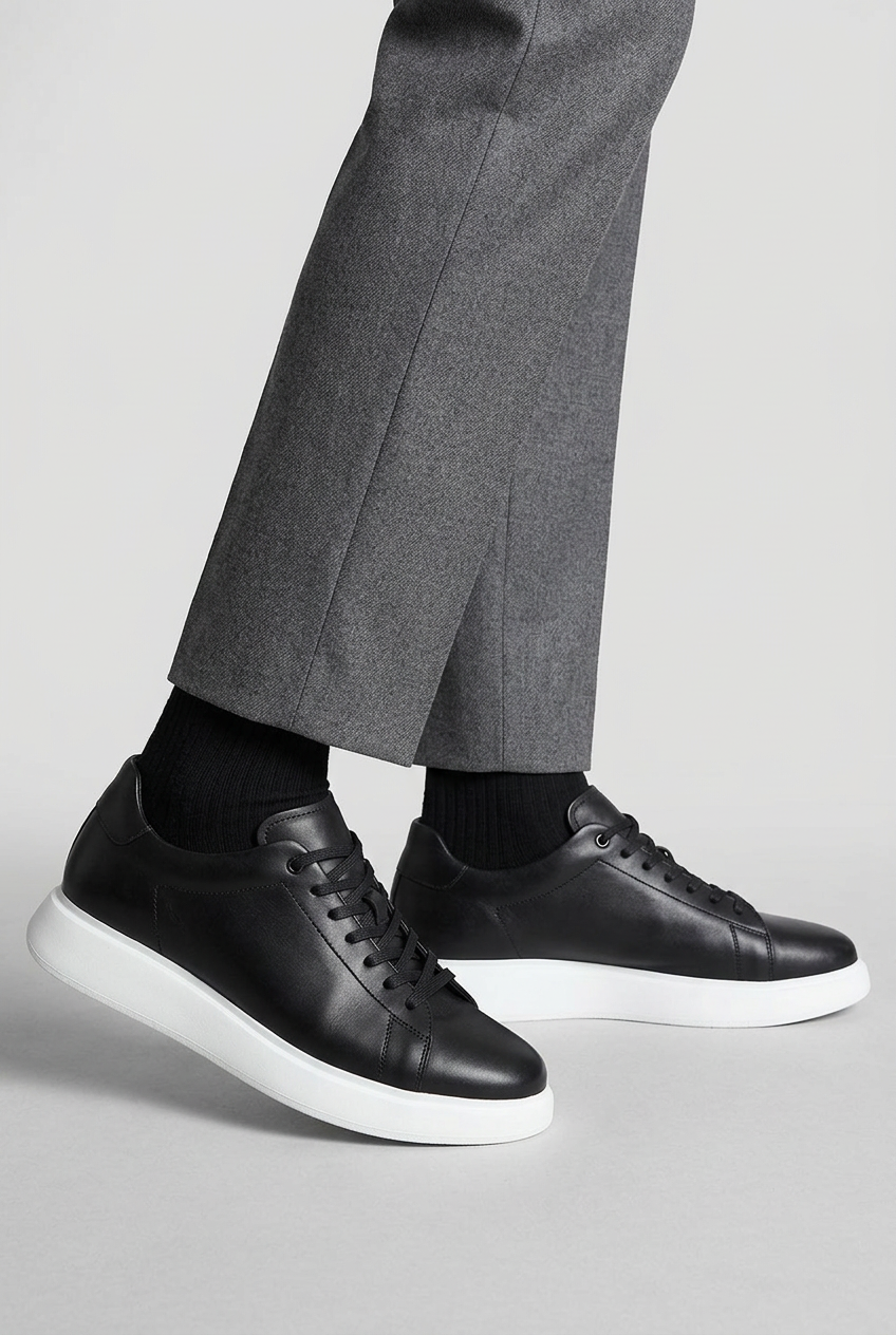 Premium Leather Essential Sneaker – Black