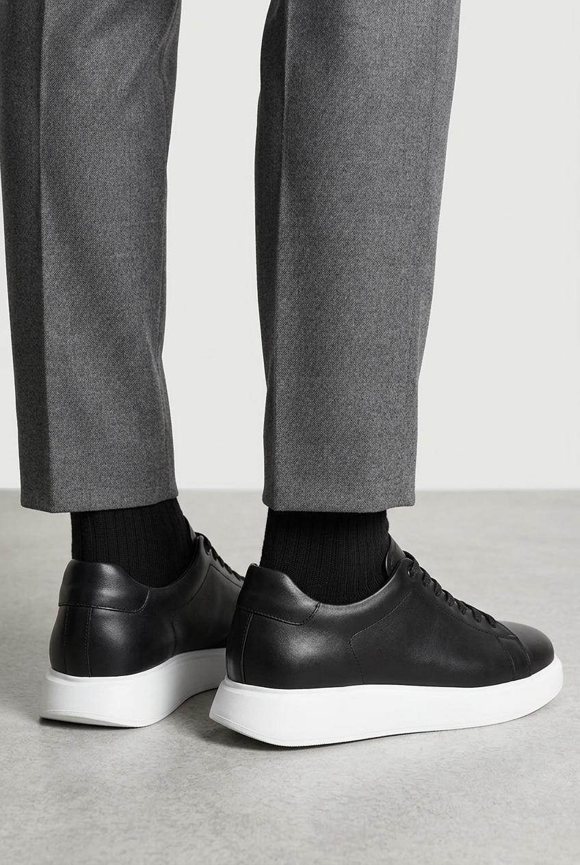 Premium Leather Essential Sneaker – Black