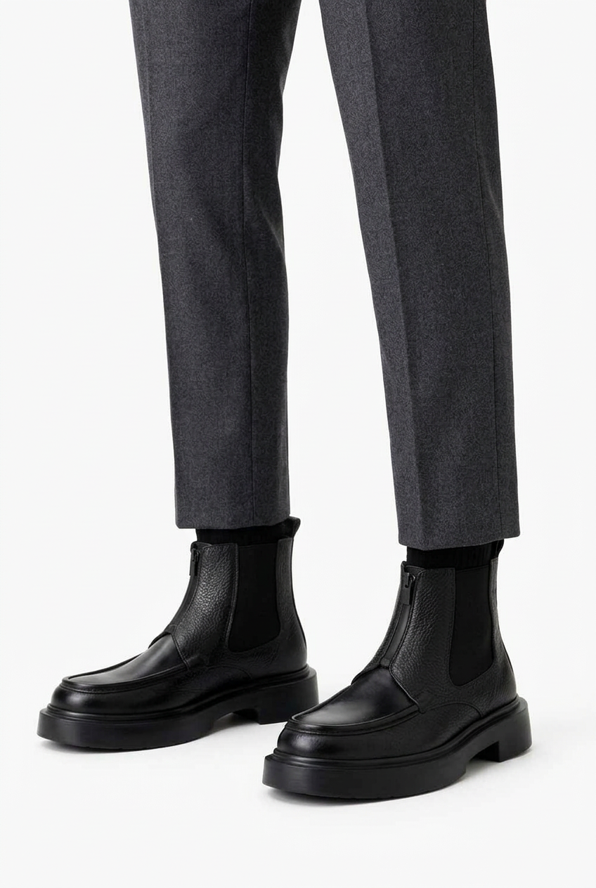 Premium Leather Merdane Ankle Boot – Black
