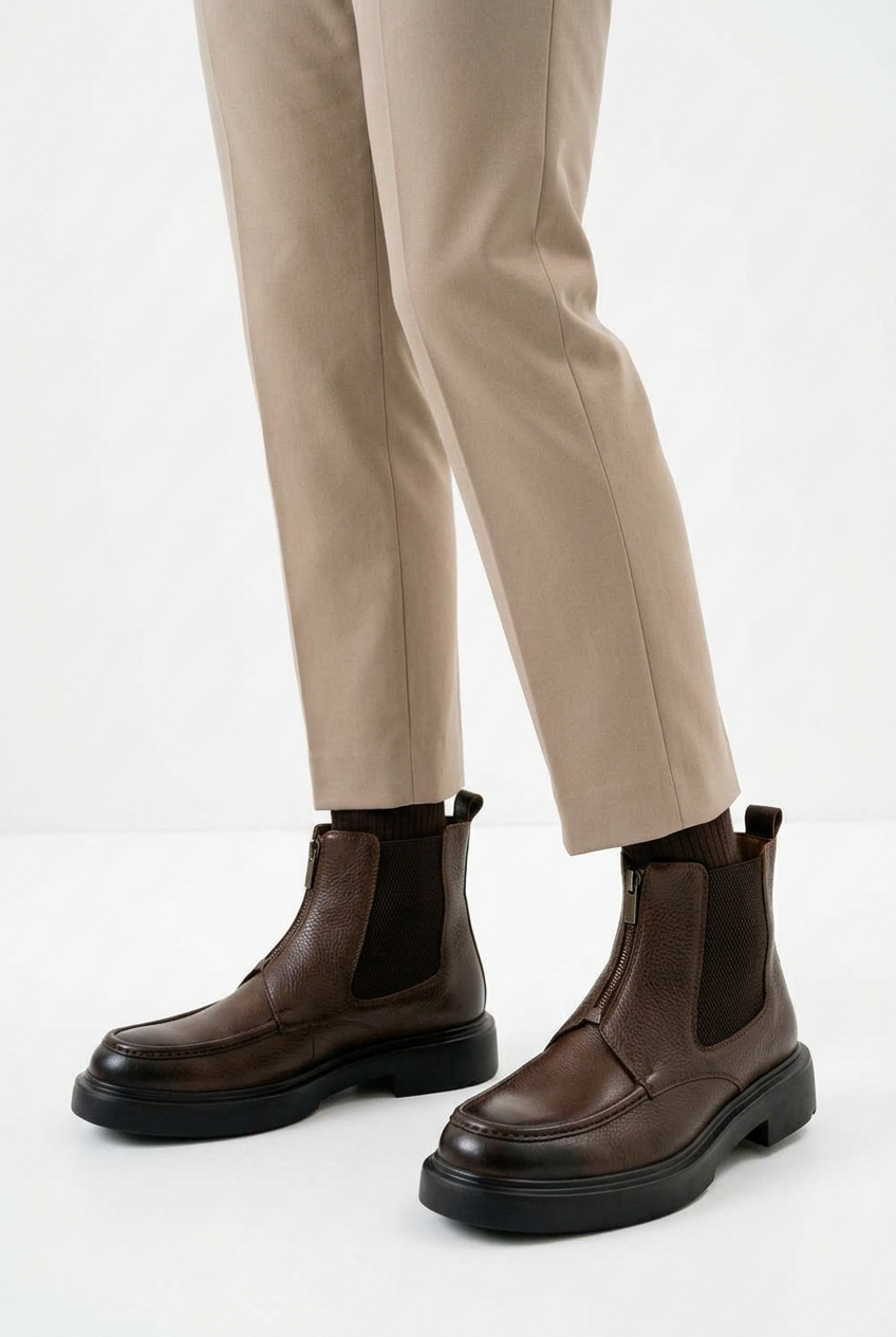 Premium Leather Merdane Ankle Boot – Brown
