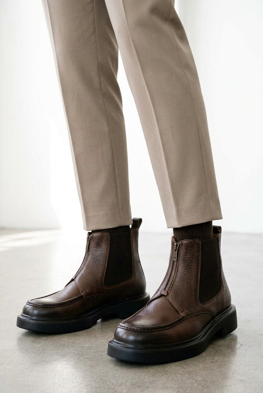 Premium Leather Merdane Ankle Boot – Brown