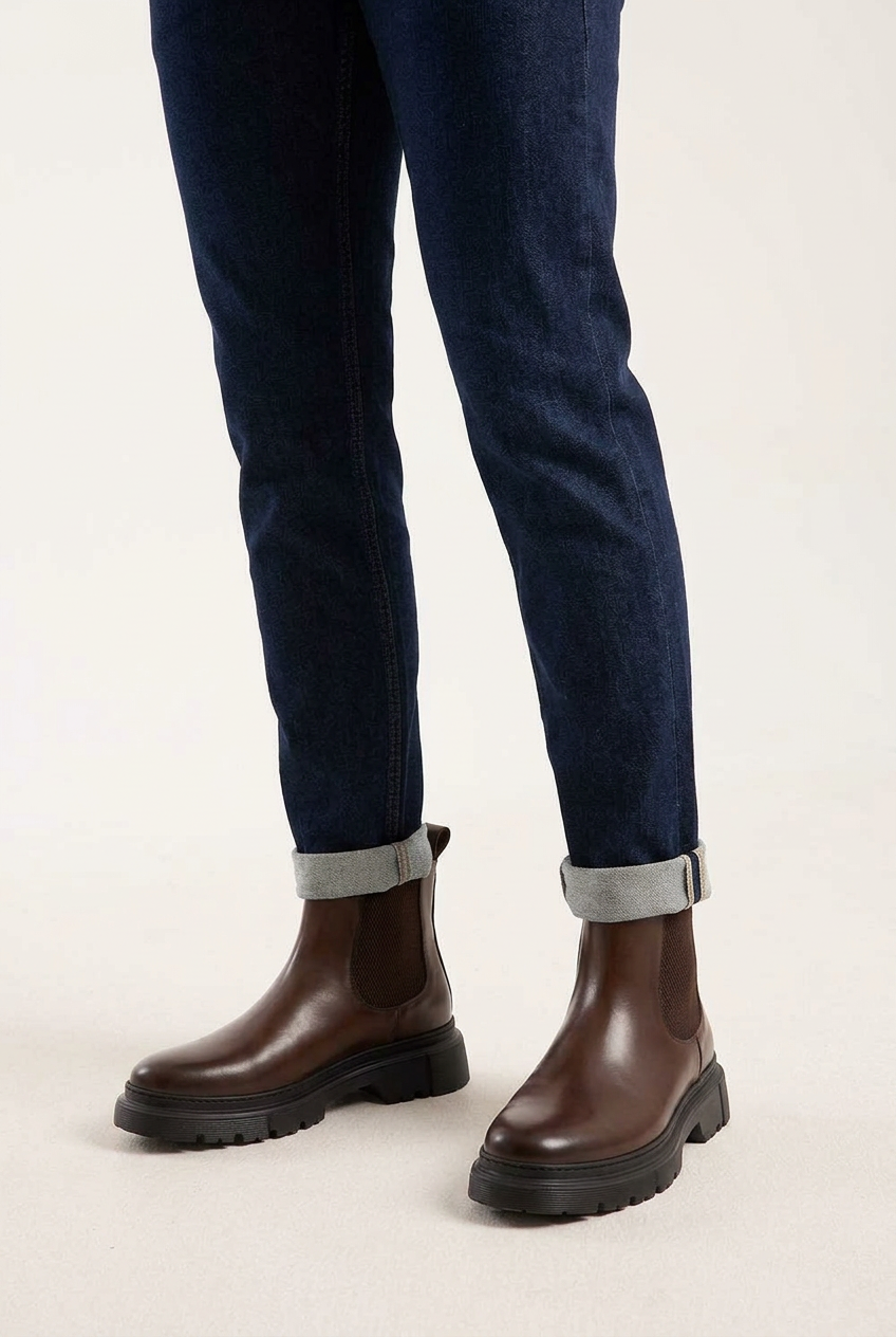Handmade Leather Ankle Boot with Reinforced Sole – Brown