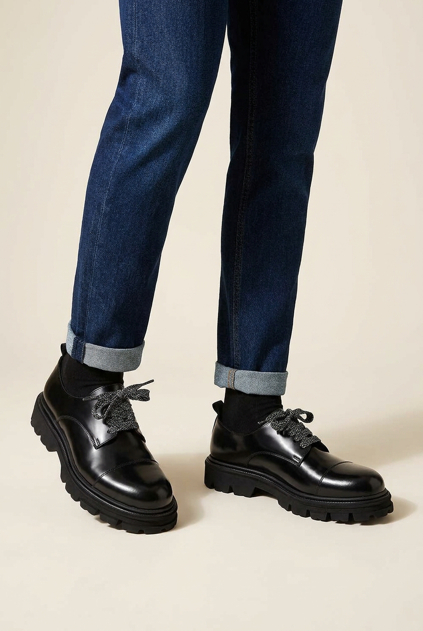 Handmade Leather Rock Derby Studio Shoes – Black
