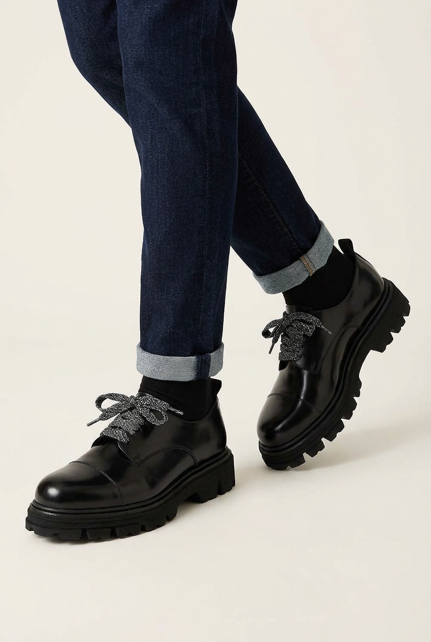 Handmade Leather Rock Derby Studio Shoes – Black
