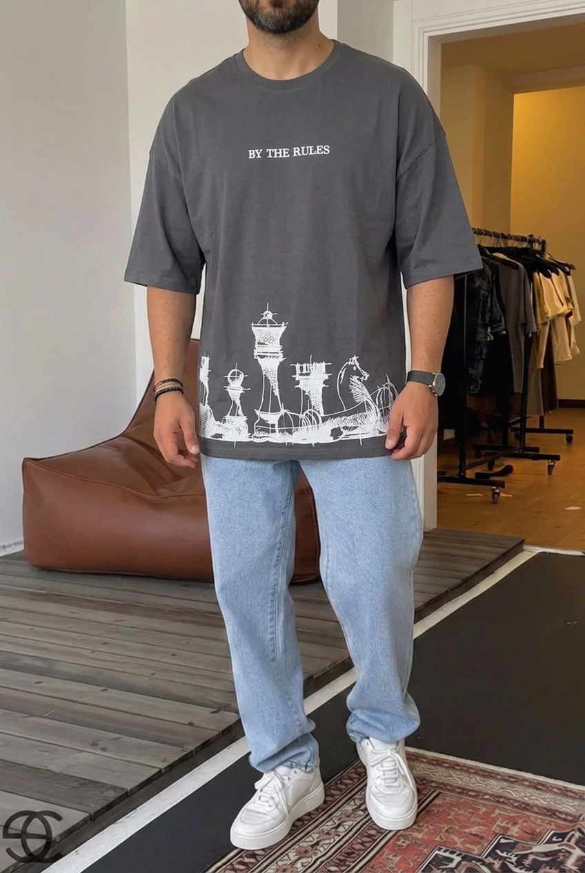 Oversized T-Shirt By The Rules – Charcoal