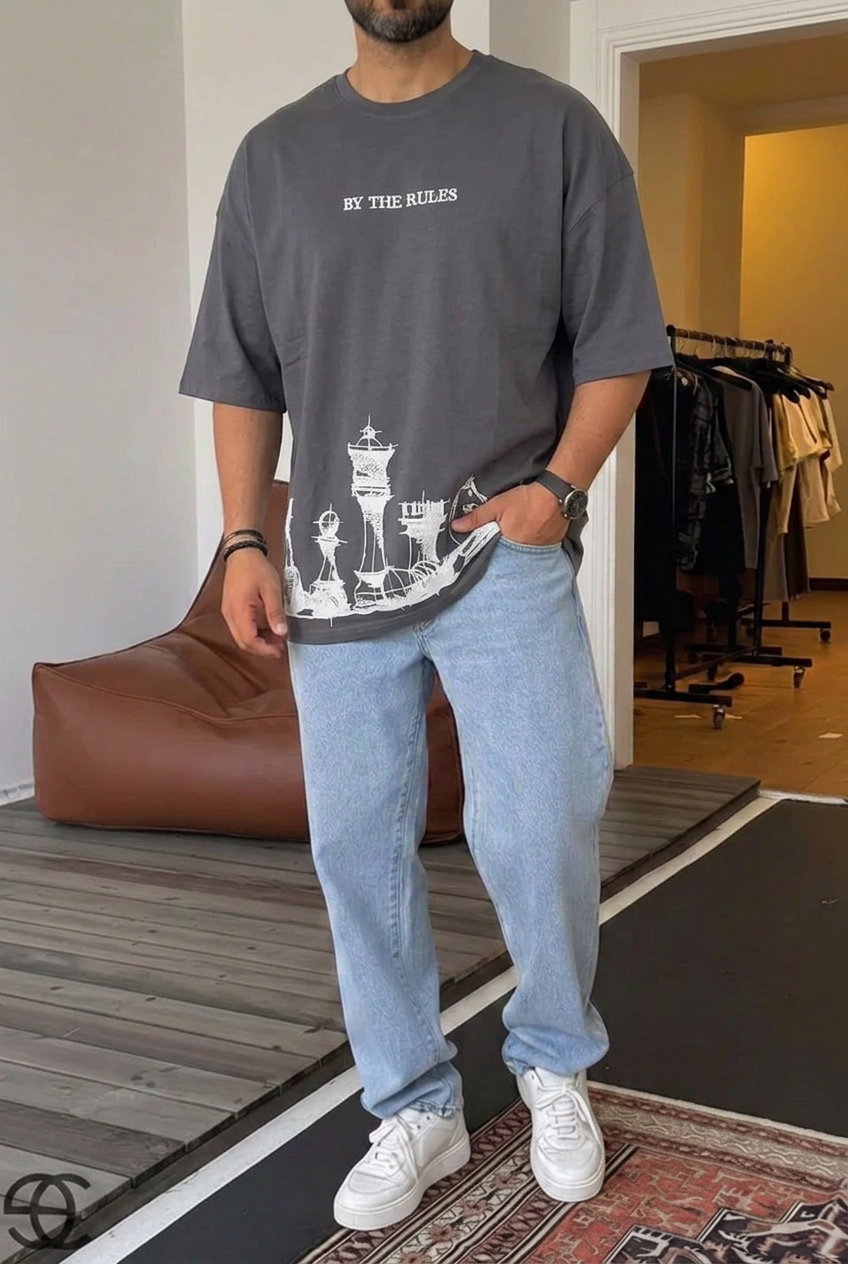 Oversized T-Shirt By The Rules – Charcoal