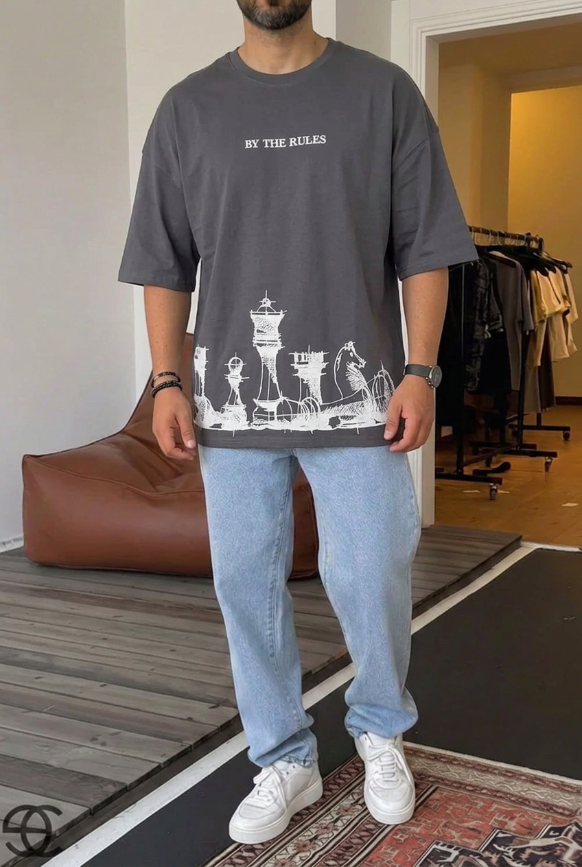 Oversized T-Shirt By The Rules – Charcoal