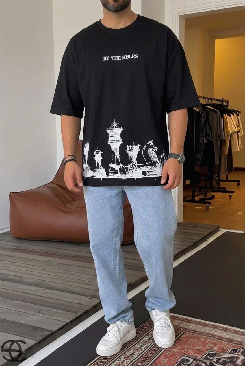 Oversized T- shirt By The Rules -Μαύρο