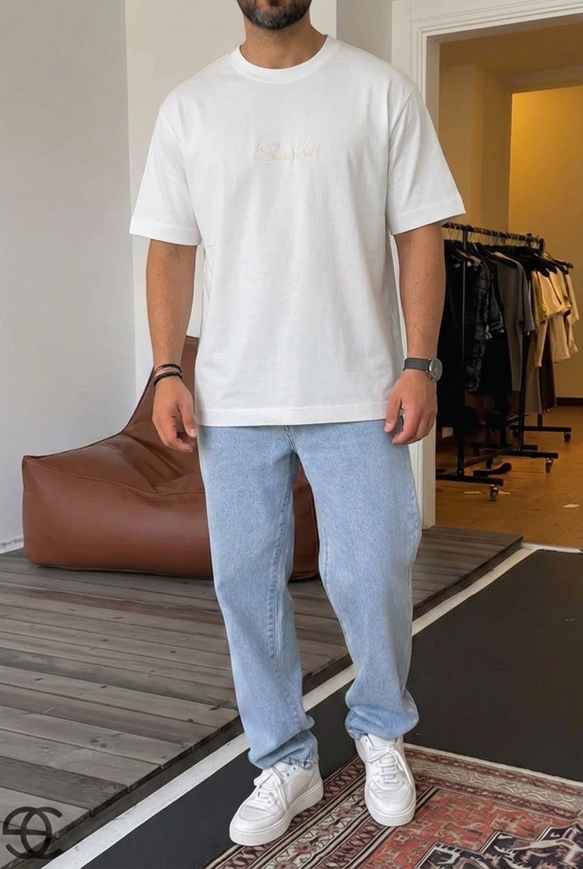 Cotton T-Shirt with Embroidered Logo – White