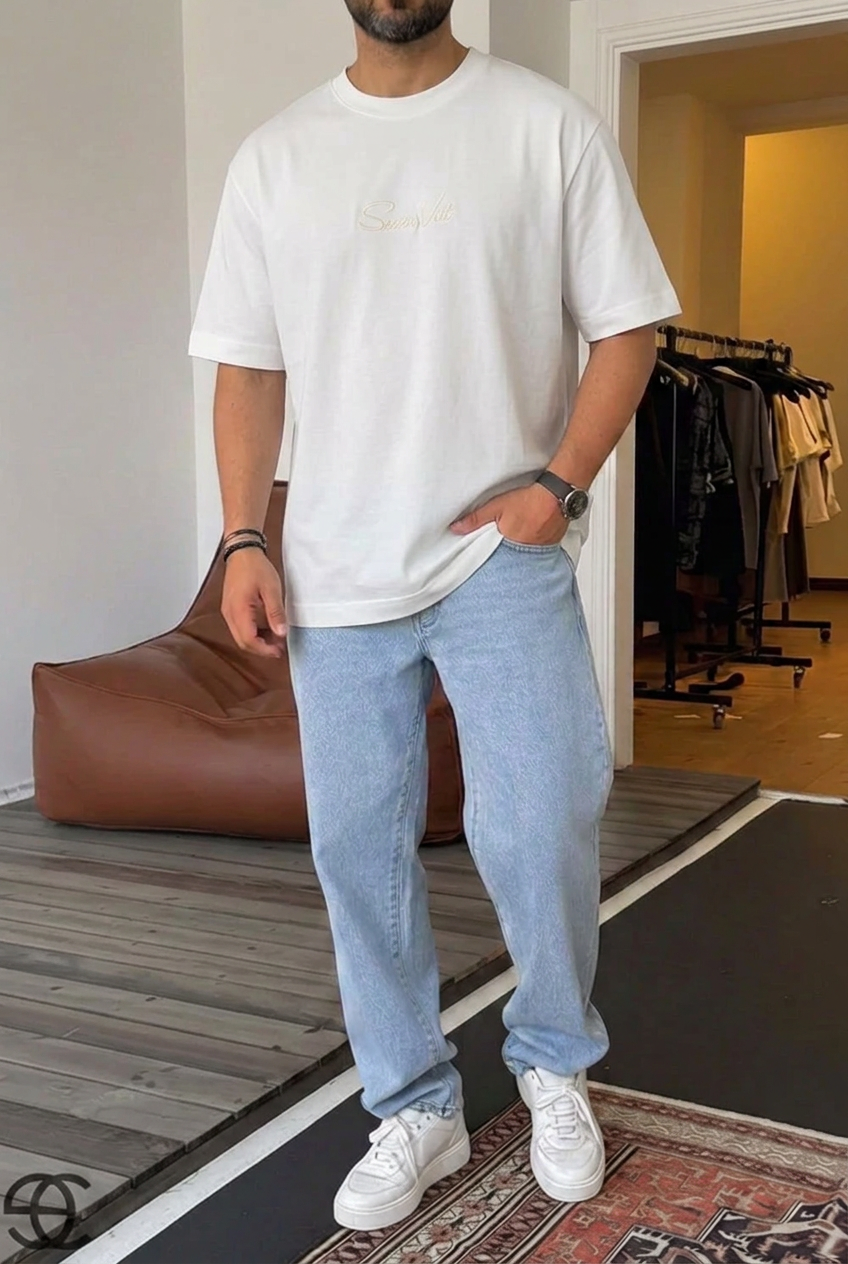 Cotton T-Shirt with Embroidered Logo – White